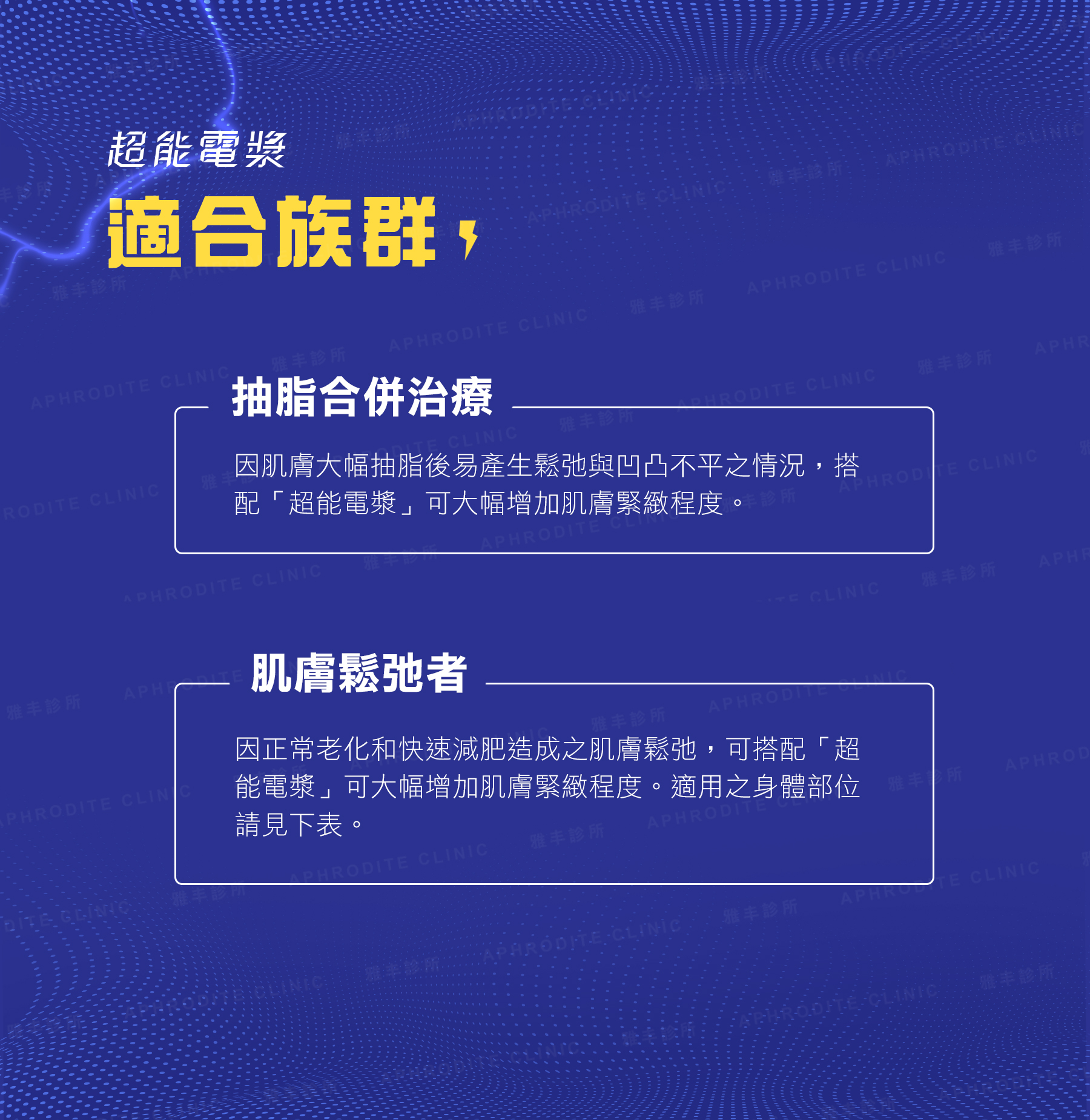 超能電漿推薦族群,雅丰診所,鬆弛