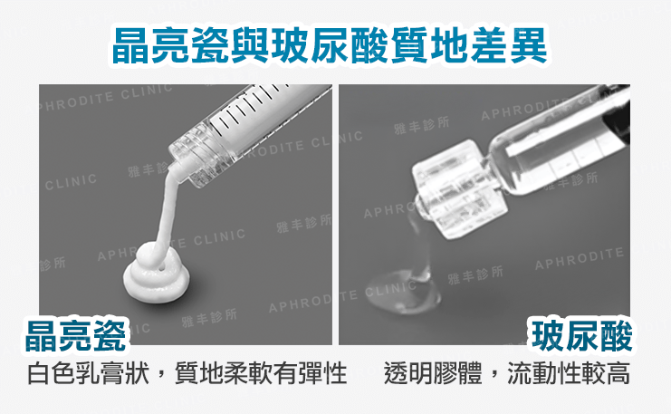 晶亮瓷與玻尿酸質地差異