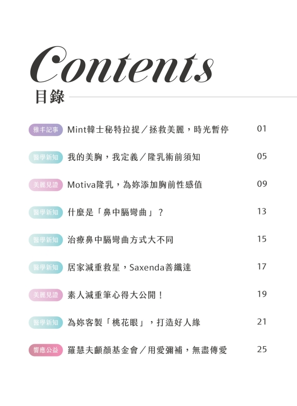 雅丰美人誌86期｜目錄