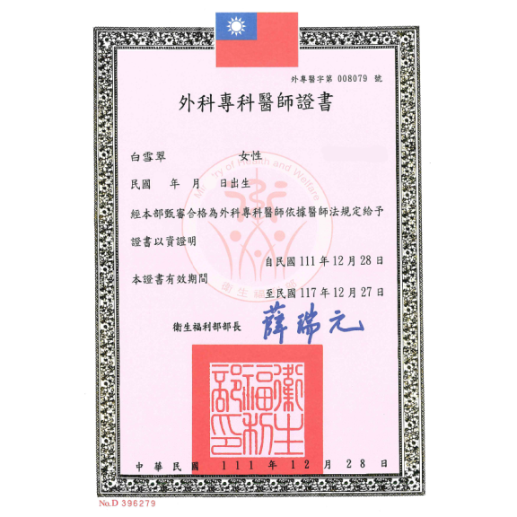 外科專科醫師證照